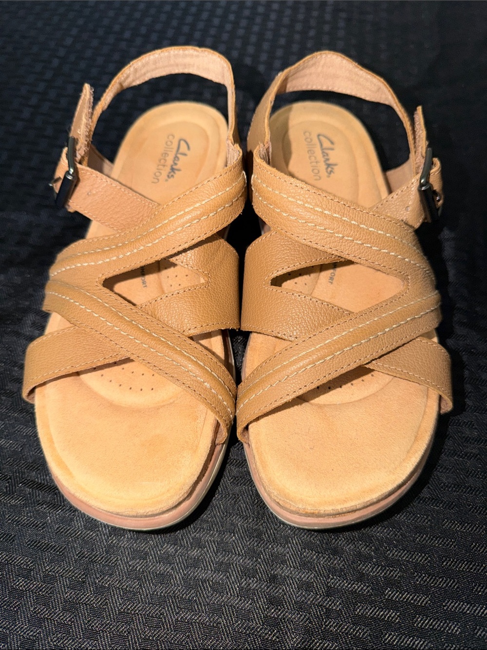 Clarks Tan Crisscross Slingback Sandals - Picture 1 of 3